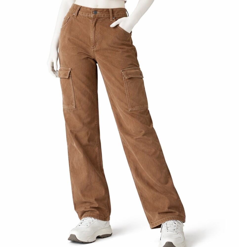 Hollister Ultra High Rise Dad Jeans Womens 15R 34x30 Brown Cargo Utility Pants
